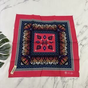 Vintage 90s Bandana Scarf New Pink Blue Southwest Geometric Print Cotton